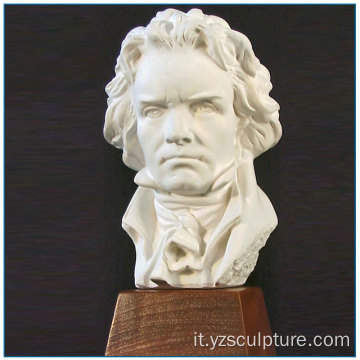 Musicista Beethoven White Bust Artwork di marmo